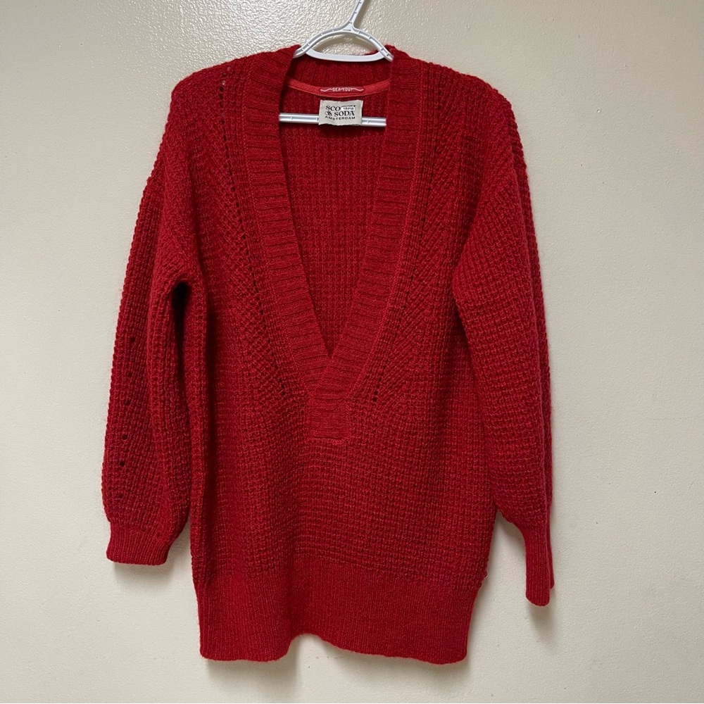 Scotch & Soda Wool Blend Sweater Red Chunky Knit  
Dark Academia Cottagecore S